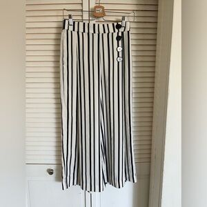 Zara pant crop wide leg stripes white-blue-light blue stripes